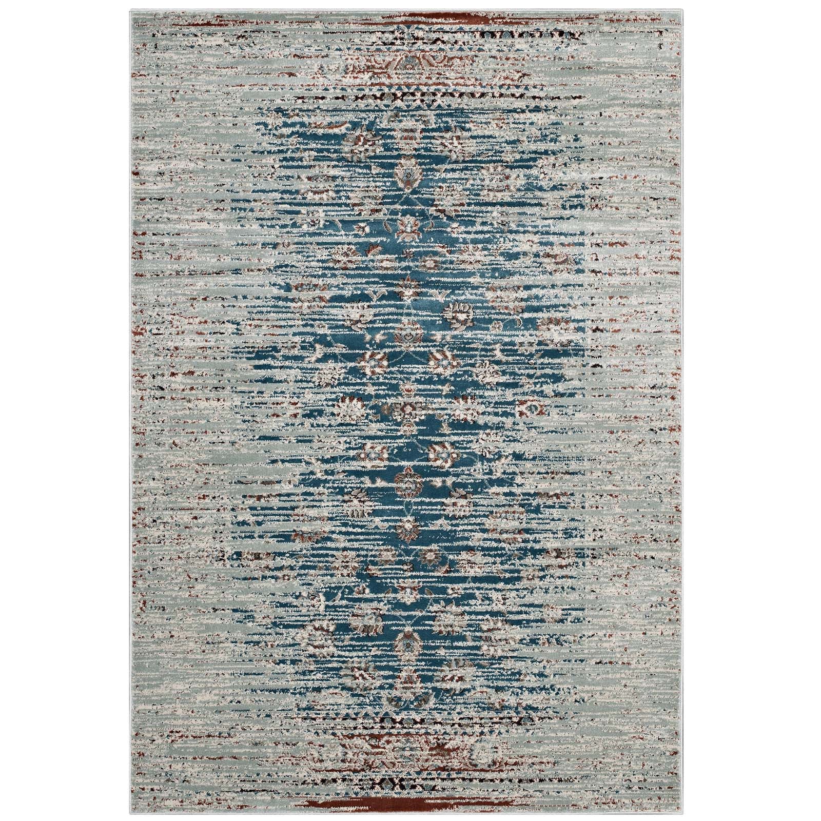 Teal Beige and Brown / 5x8