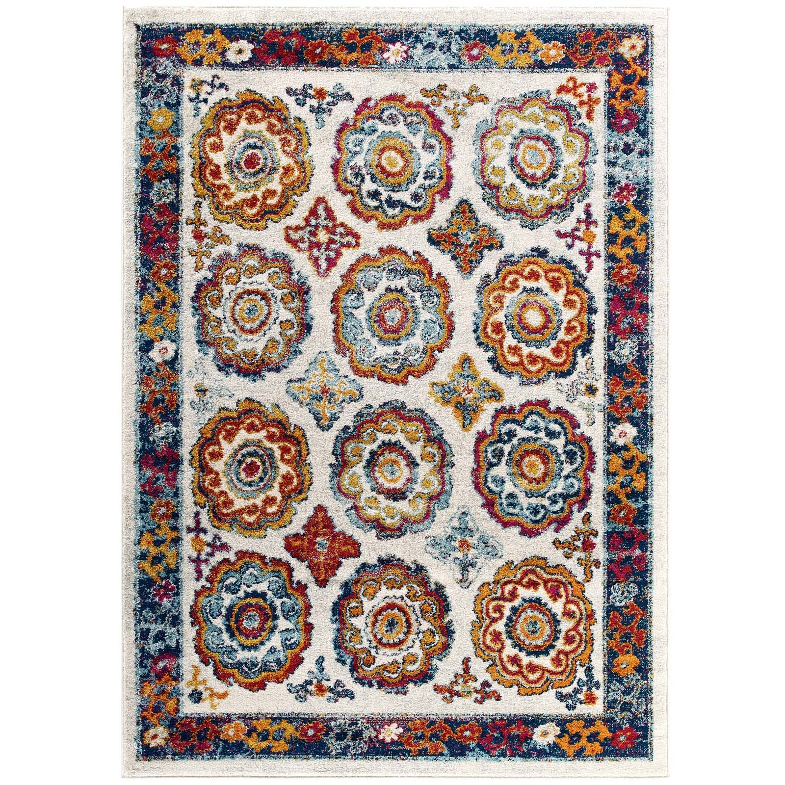 Ivory Blue Red Orange Yellow / 8x10