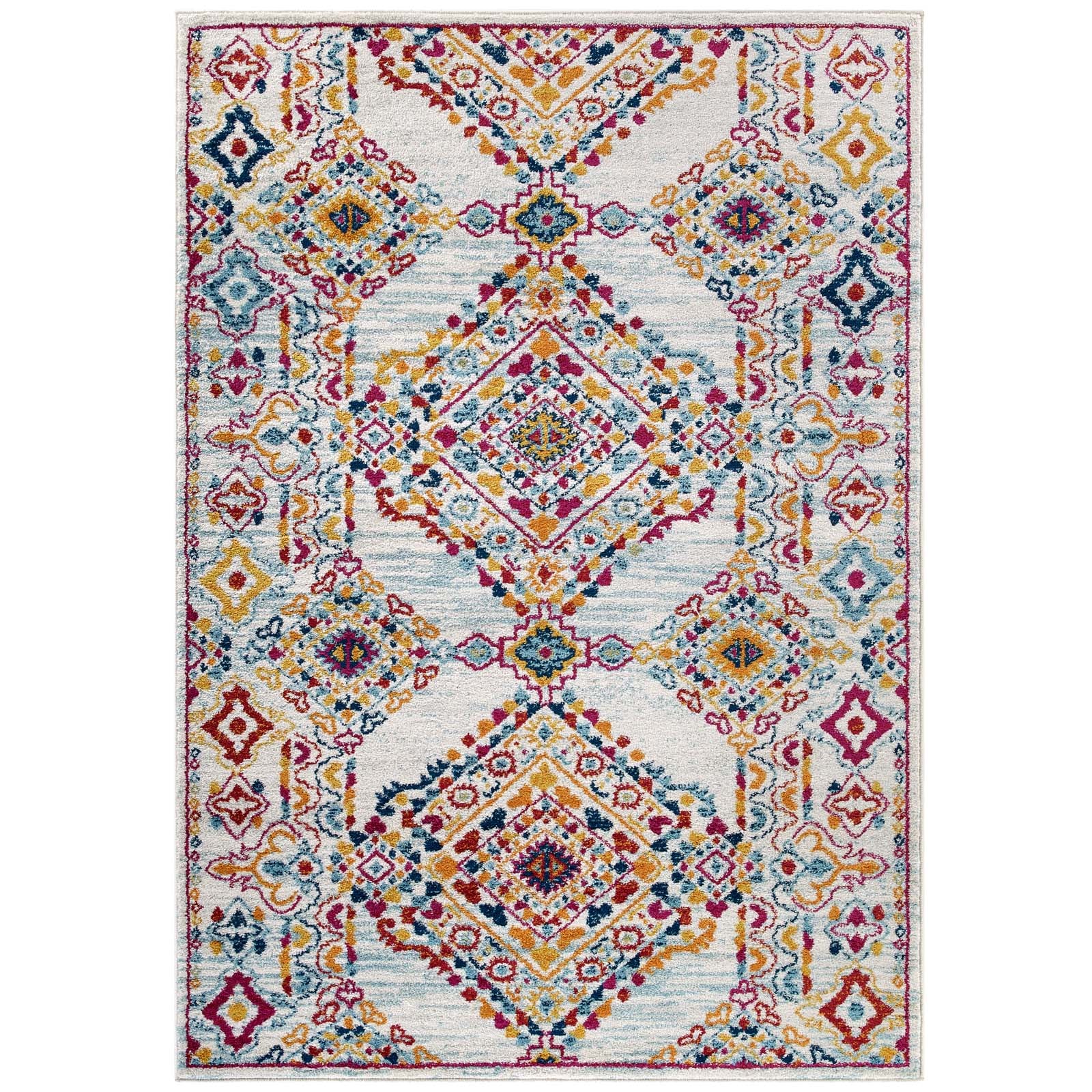 Ivory Blue Orange Yellow Red / 5x8