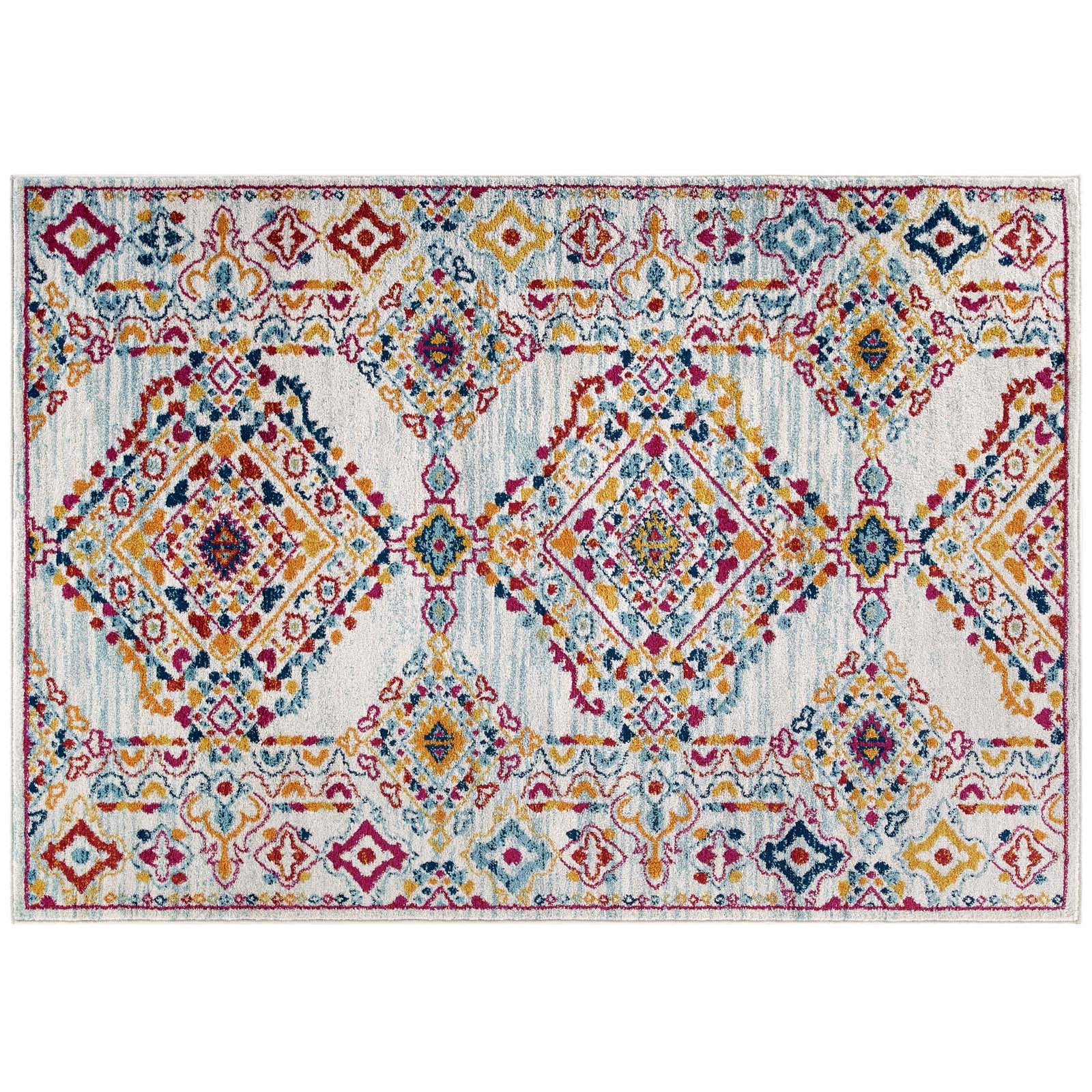 Ivory Blue Orange Yellow Red / 8x10