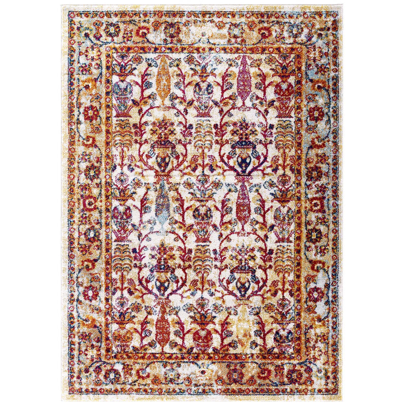 Ivory Blue Orange Yellow Red / 5x8